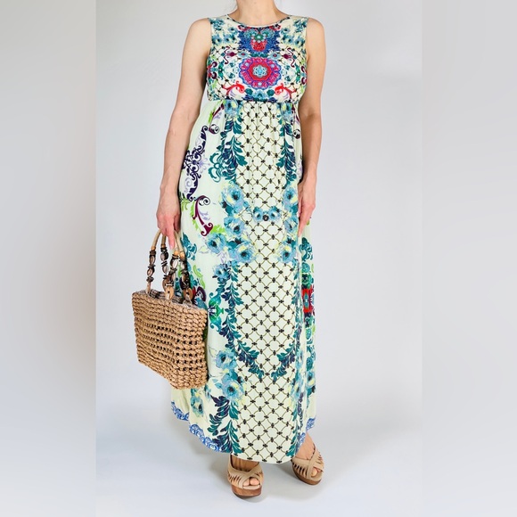 Hemant & Nandita Silk Embroidered Canaria Maxi Dress - Picture 11 of 13